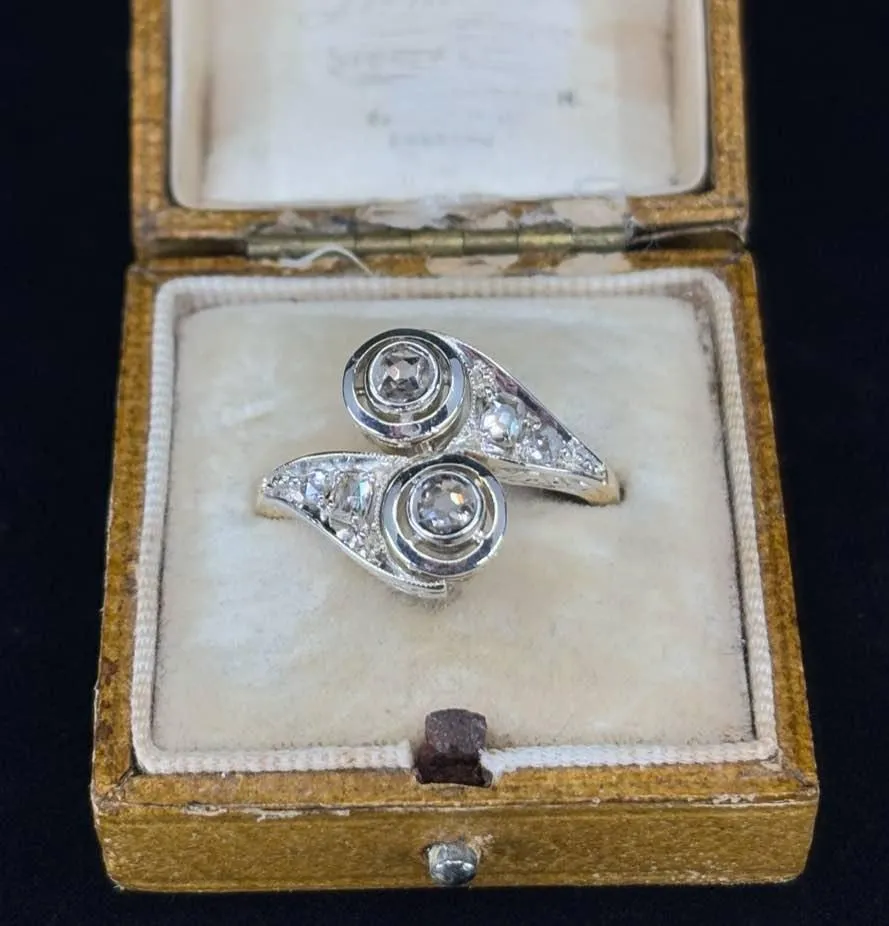 Edwardian Diamond Crossover Ring