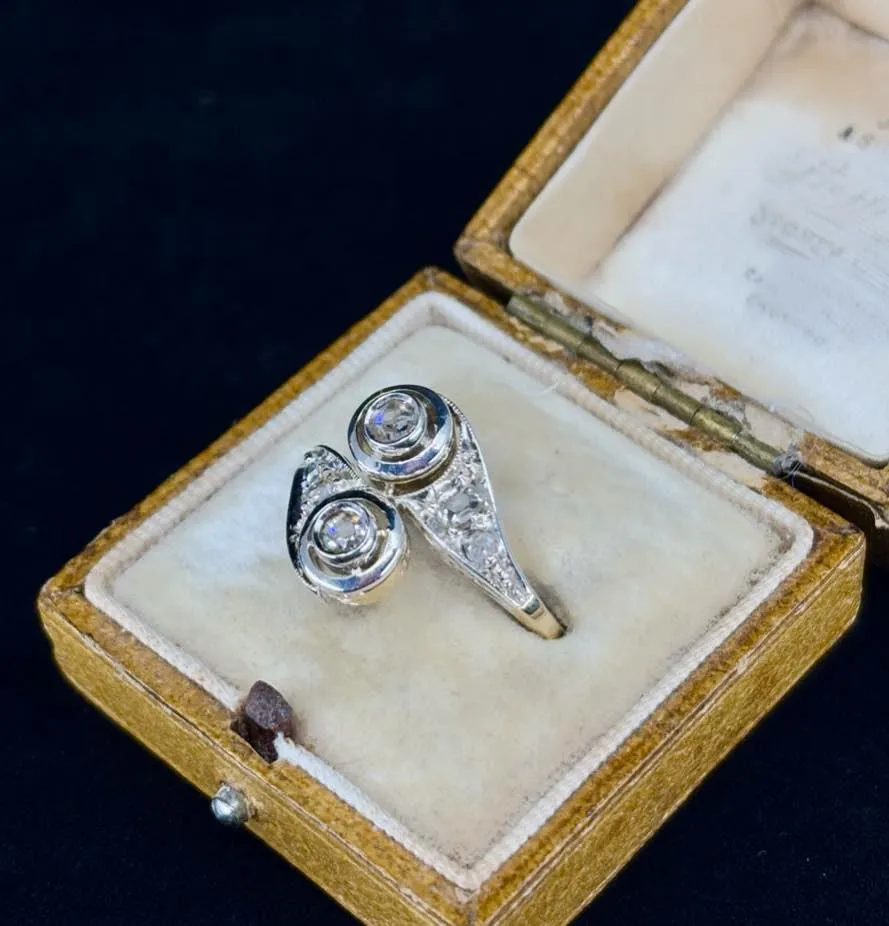 Edwardian Diamond Crossover Ring
