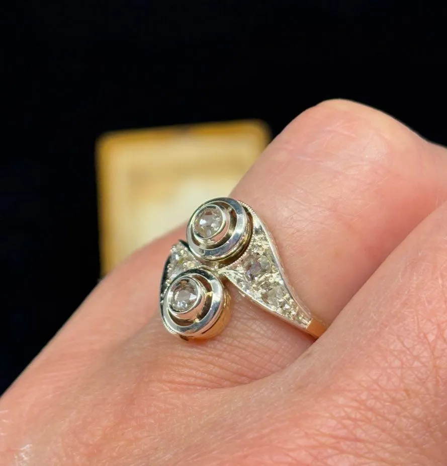 Edwardian Diamond Crossover Ring