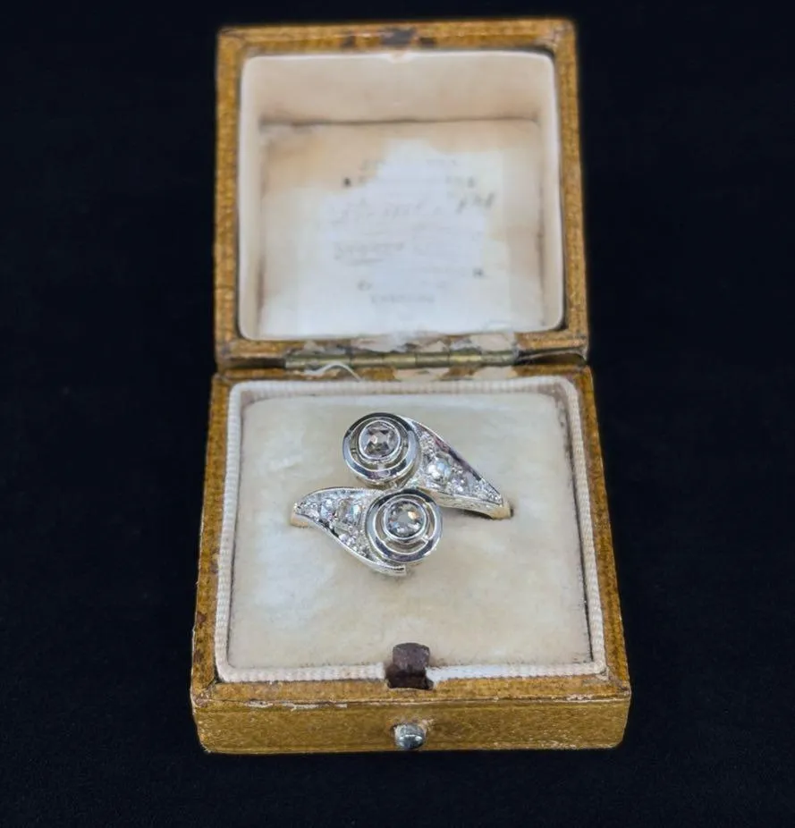 Edwardian Diamond Crossover Ring