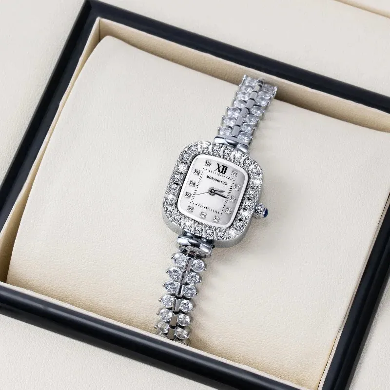 Elegant diamond dial sparkling crystal Wristwatch