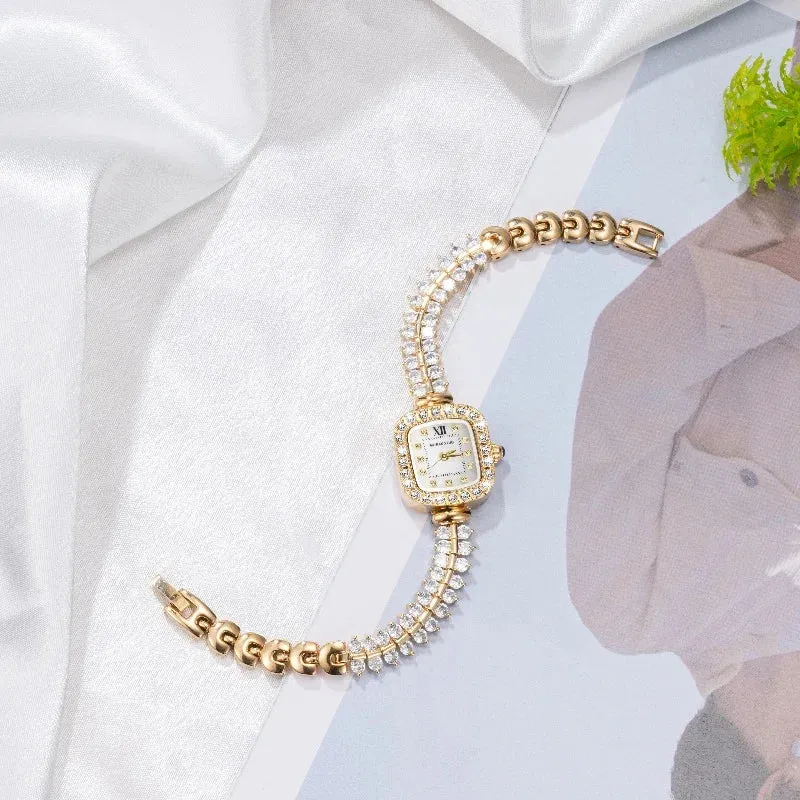 Elegant diamond dial sparkling crystal Wristwatch