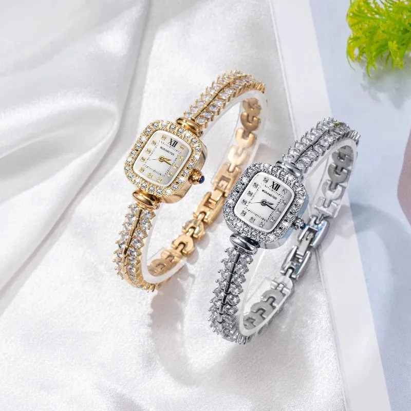 Elegant diamond dial sparkling crystal Wristwatch