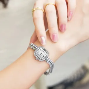 Elegant diamond dial sparkling crystal Wristwatch