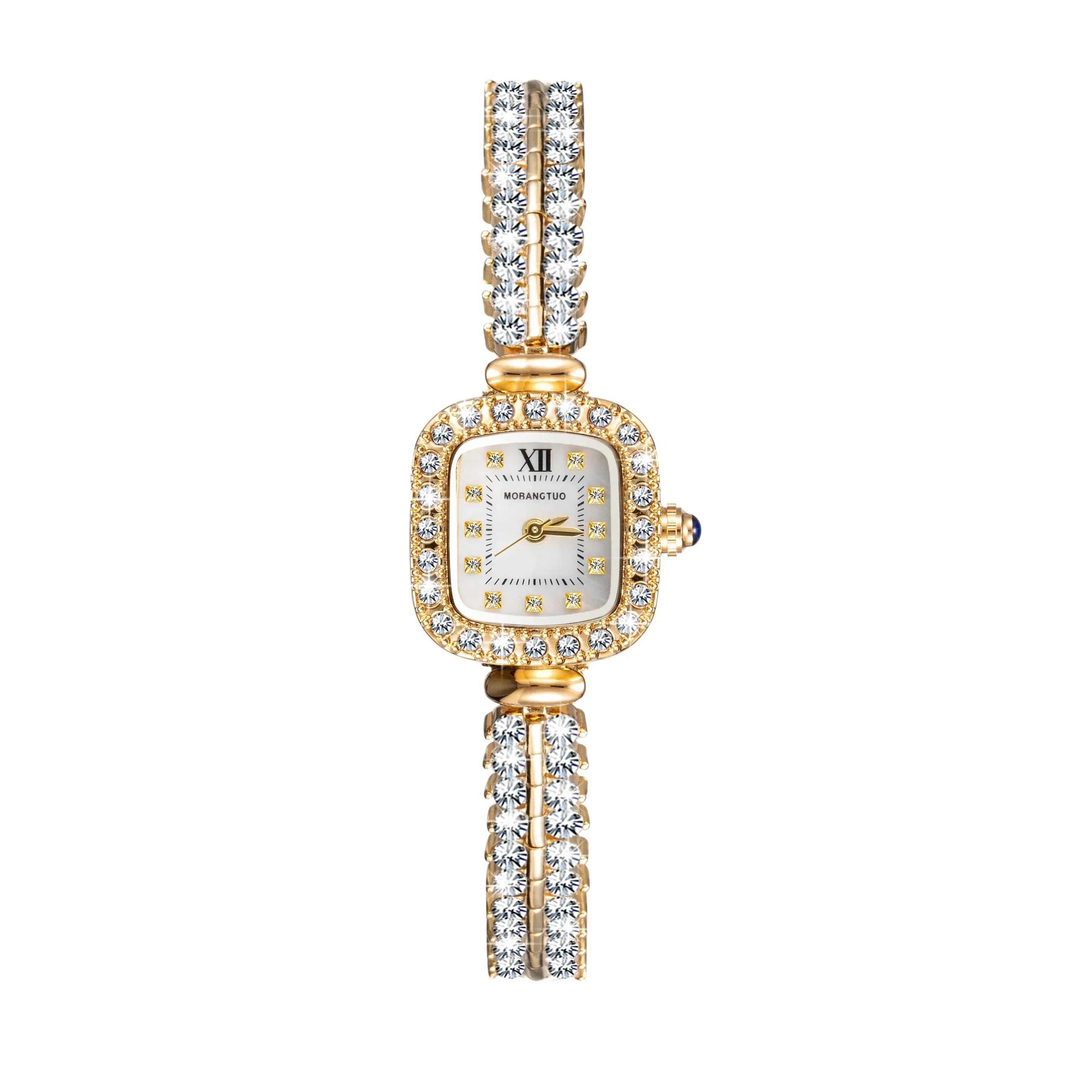Elegant diamond dial sparkling crystal Wristwatch