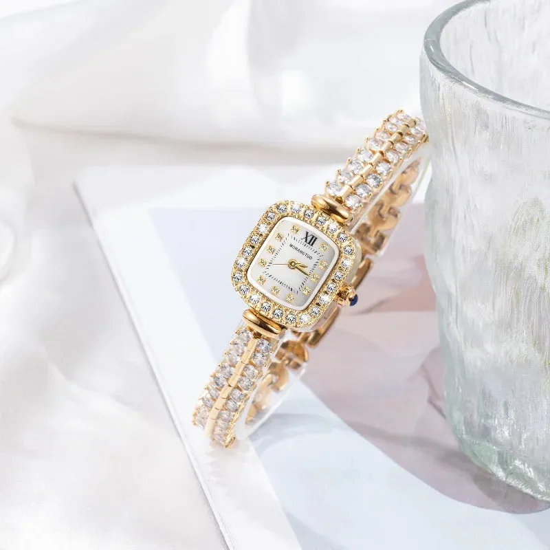 Elegant diamond dial sparkling crystal Wristwatch