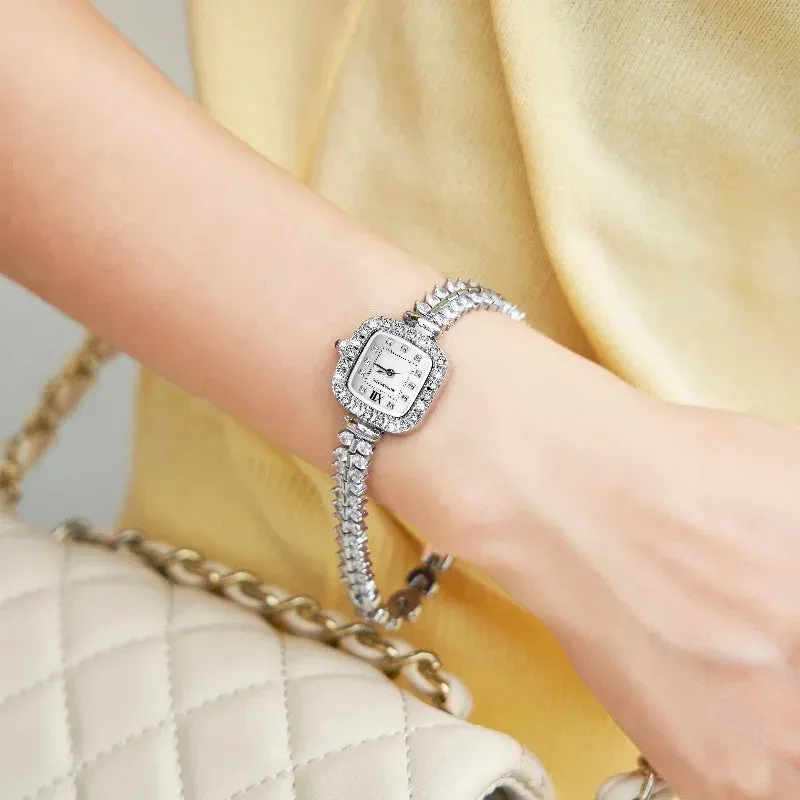 Elegant diamond dial sparkling crystal Wristwatch