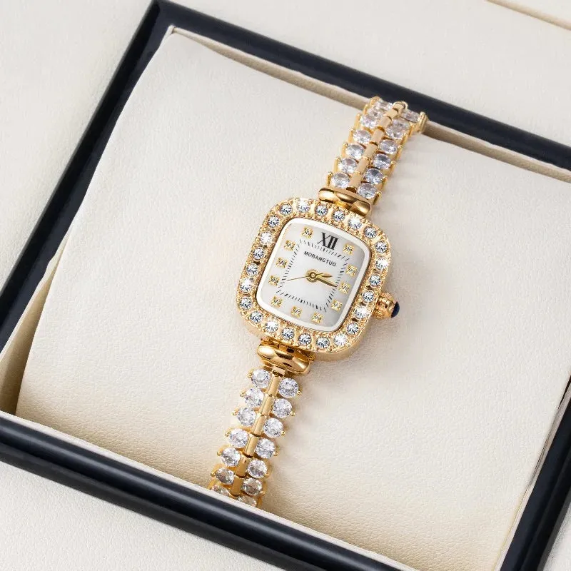 Elegant diamond dial sparkling crystal Wristwatch