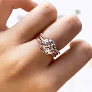 Elegant Rose Gold Round Cut 3PC Wedding Ring Set