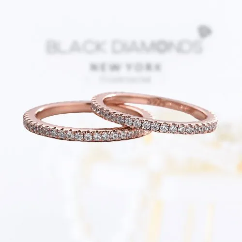 Elegant Rose Gold Round Cut 3PC Wedding Ring Set