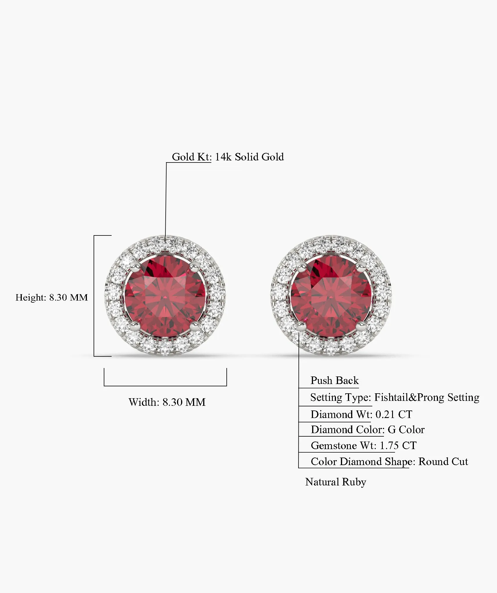 Elegant Ruby Circle Studs