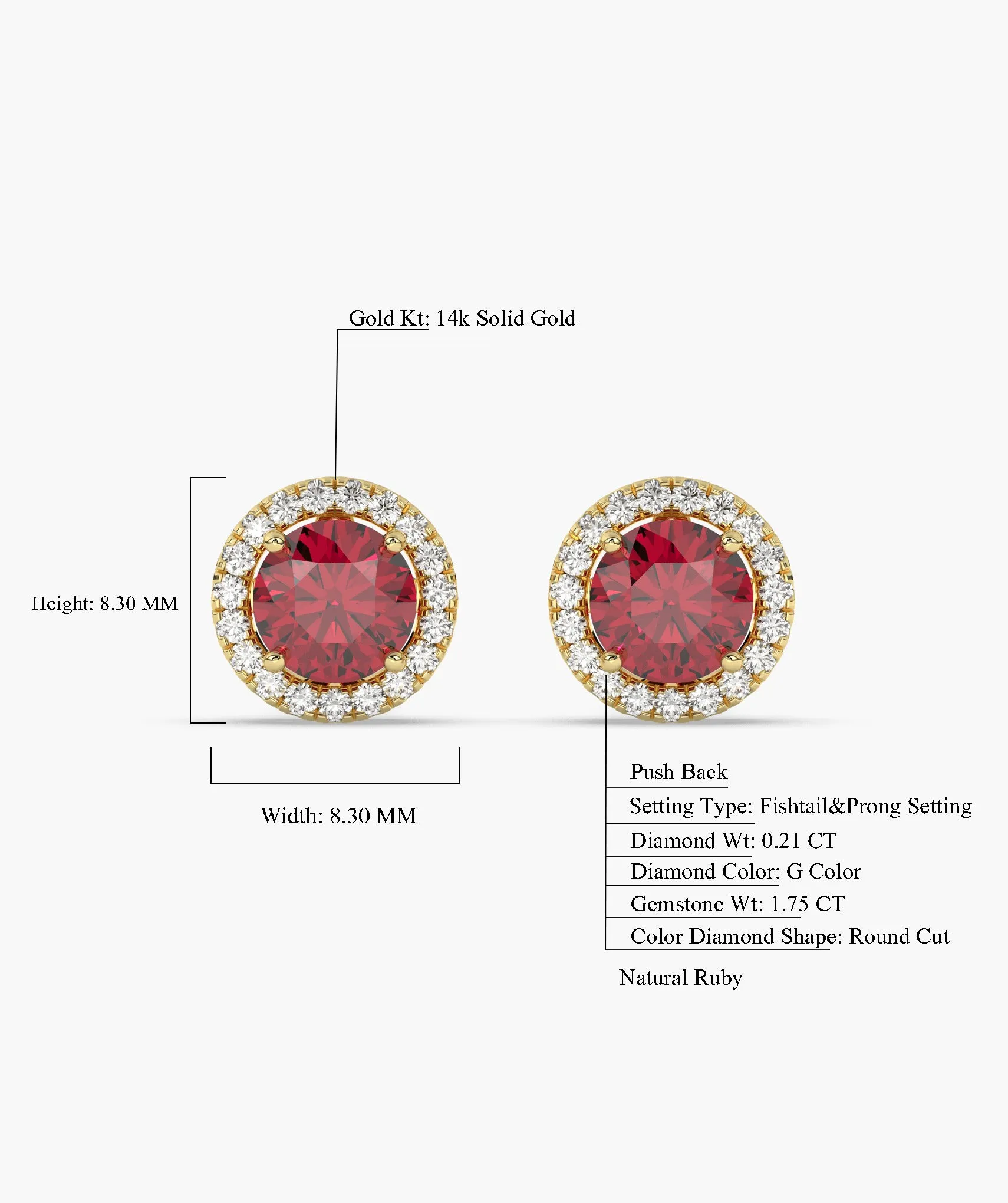 Elegant Ruby Circle Studs