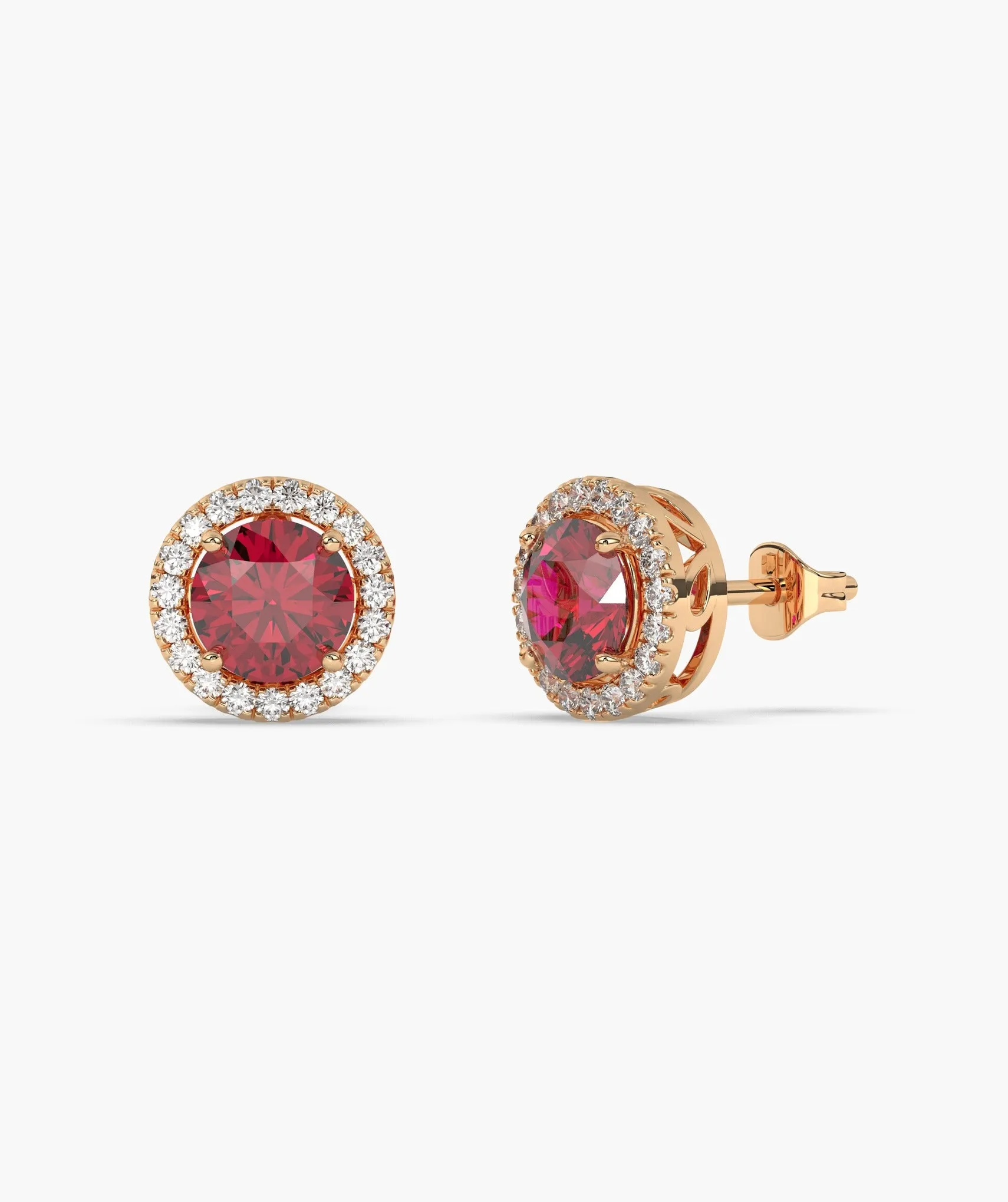 Elegant Ruby Circle Studs