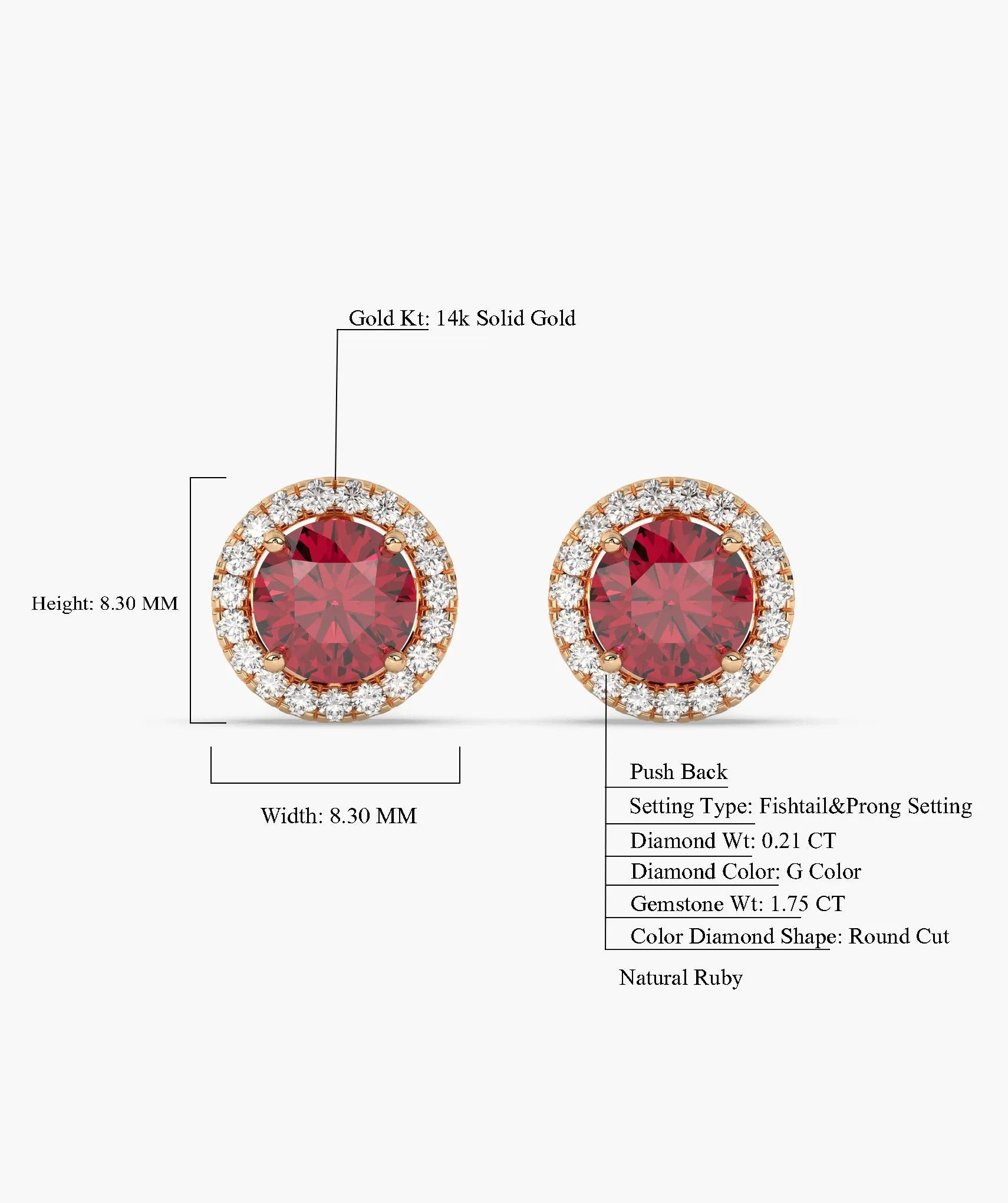 Elegant Ruby Circle Studs