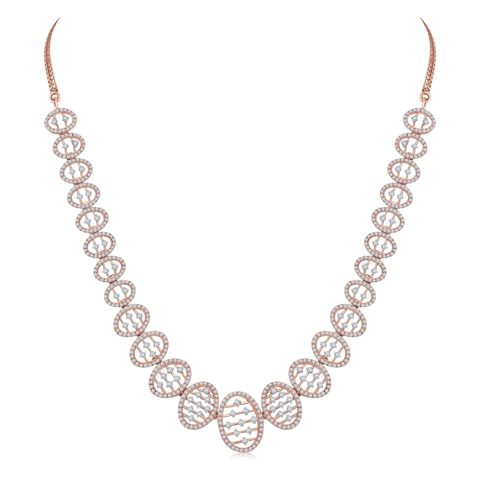 Elegant Single Layer Diamond Necklace Set
