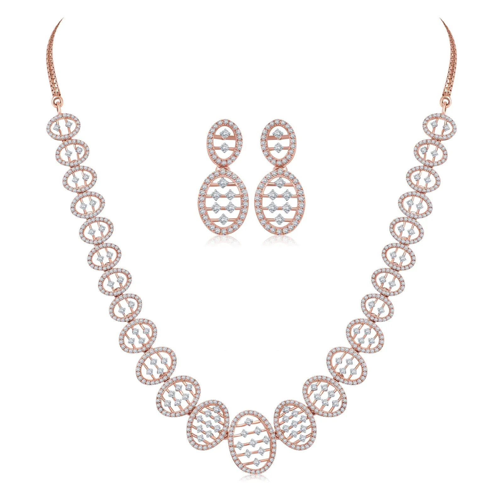 Elegant Single Layer Diamond Necklace Set