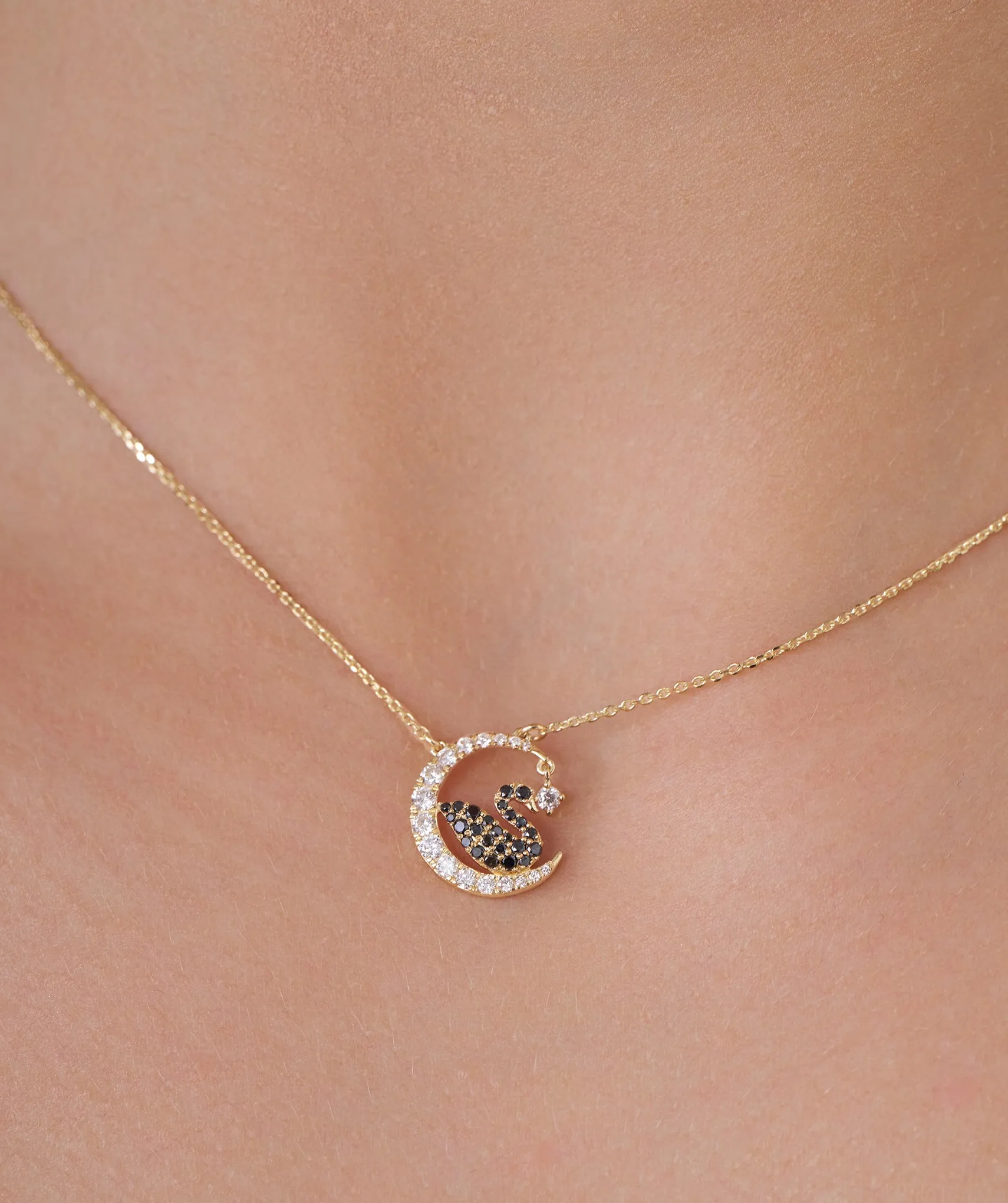 Elegant Swan Crescent Pendant