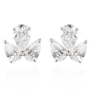 Elegant Three Pear-Shaped Diamond Earrings