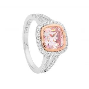 Ellani Sterling Silver & Rose Gold Plated Morganite CZ Ring R488RM