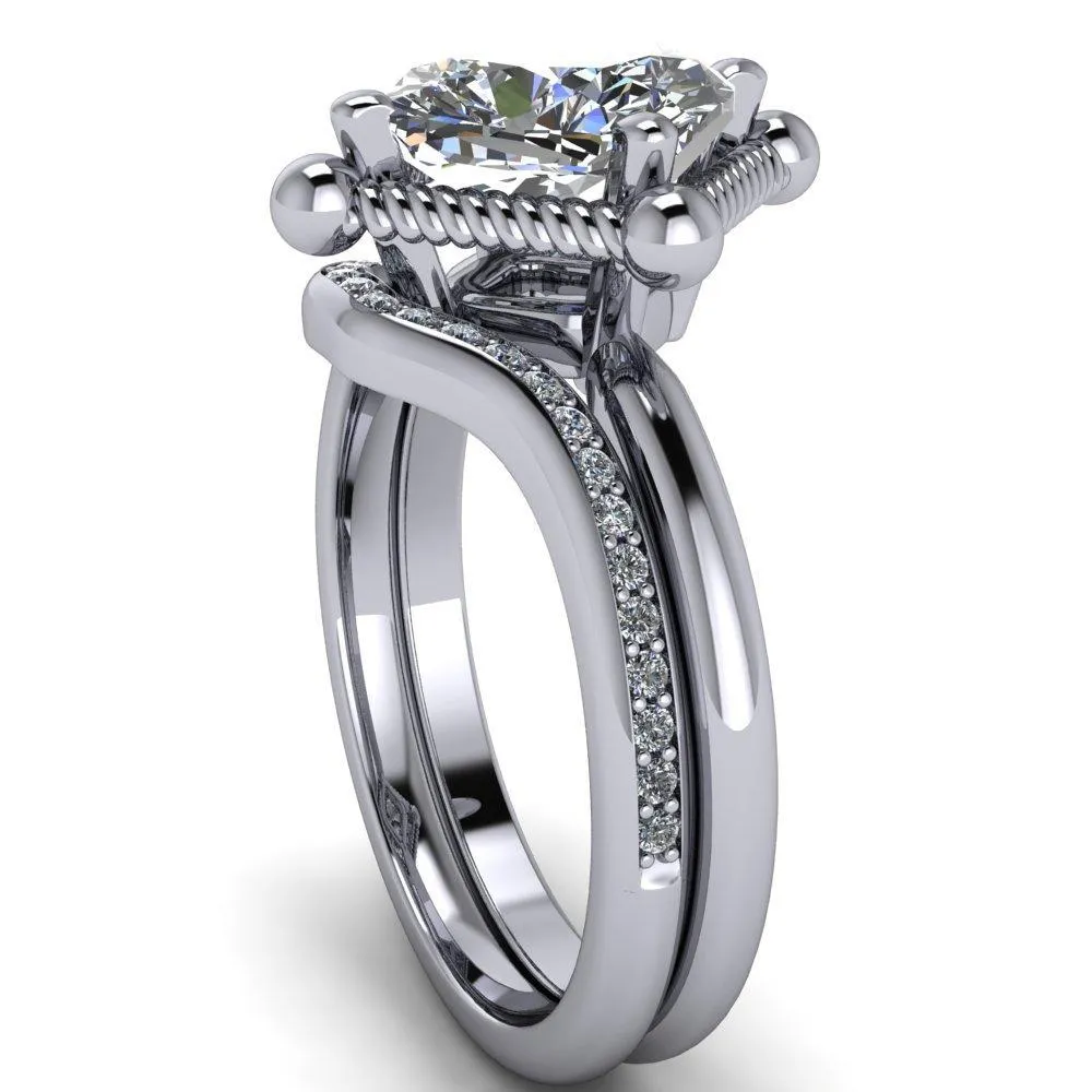 Eloise Cushion Center Stone Woven Rope Princess Halo 4 Prong Engagement Ring