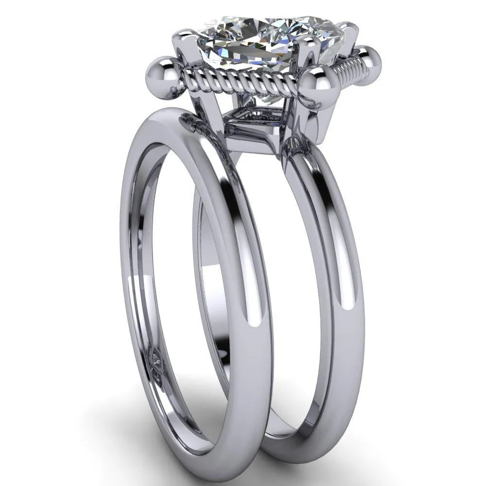 Eloise Cushion Center Stone Woven Rope Princess Halo 4 Prong Engagement Ring