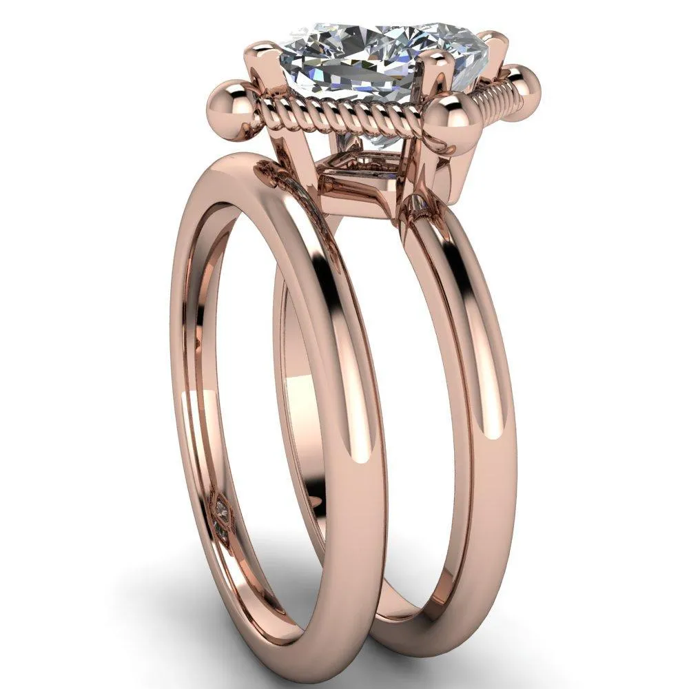 Eloise Cushion Center Stone Woven Rope Princess Halo 4 Prong Engagement Ring