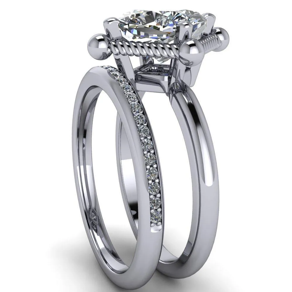 Eloise Cushion Center Stone Woven Rope Princess Halo 4 Prong Engagement Ring