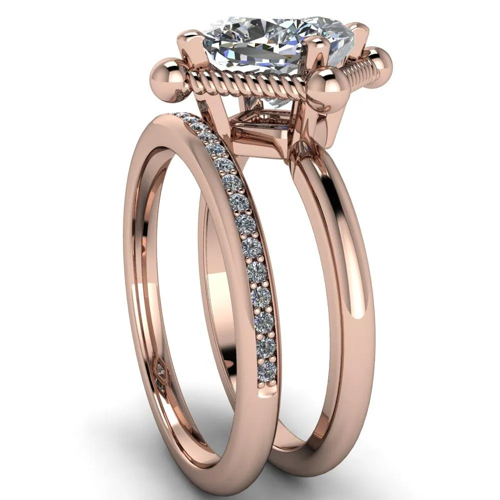Eloise Cushion Center Stone Woven Rope Princess Halo 4 Prong Engagement Ring