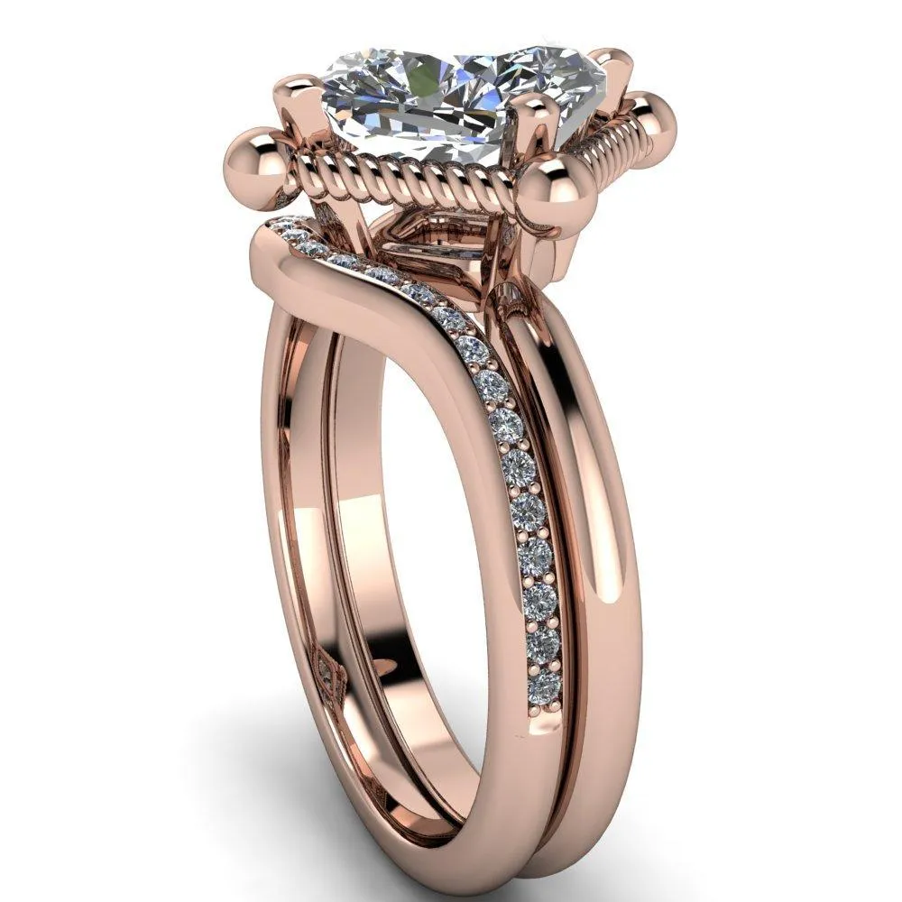 Eloise Cushion Center Stone Woven Rope Princess Halo 4 Prong Engagement Ring