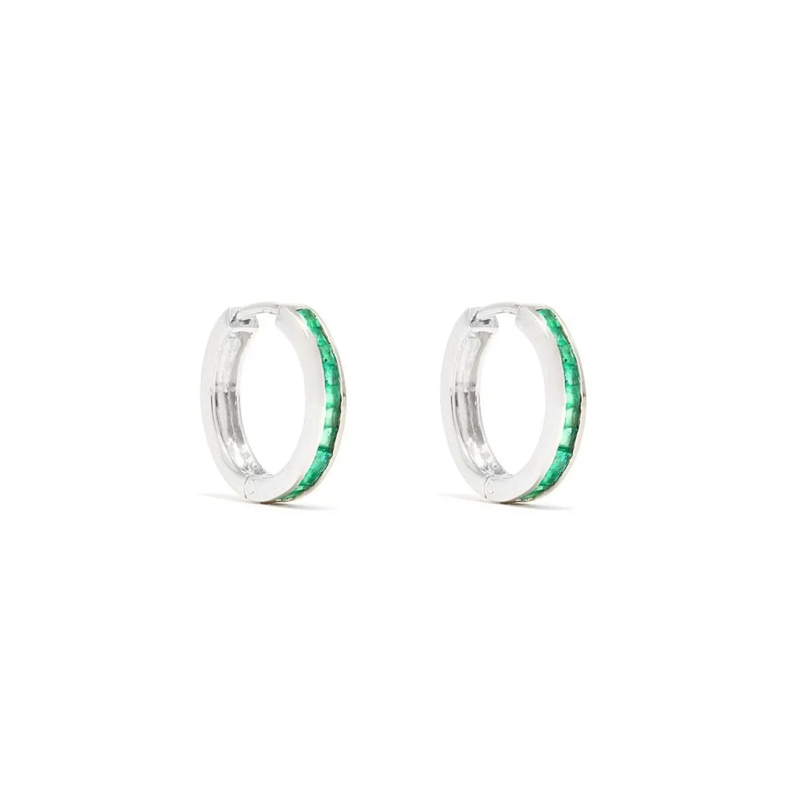 Emerald Baguette Hoop Earrings