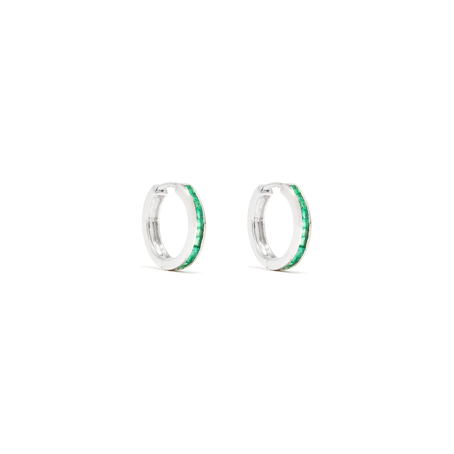 Emerald Baguette Hoop Earrings
