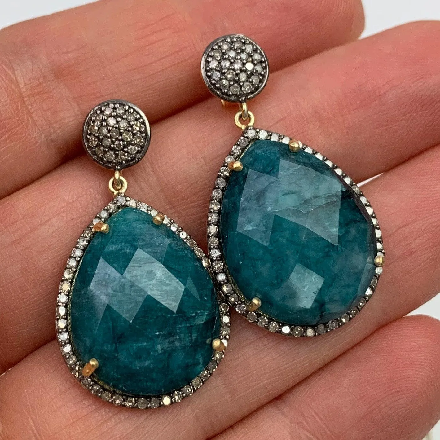 Emerald or Ruby w Diamonds Classic Earrings