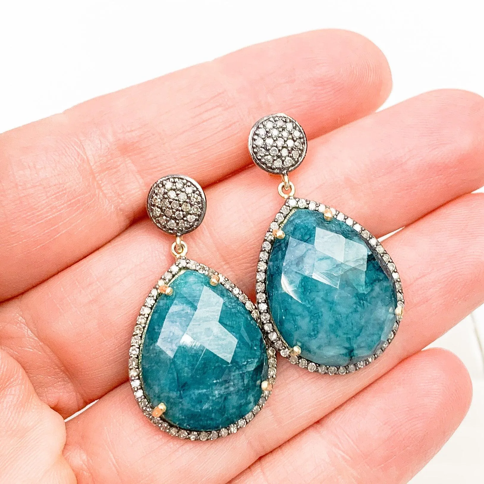 Emerald or Ruby w Diamonds Classic Earrings