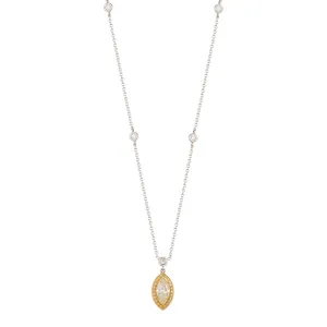 Estate 14k White Gold Marquise Diamond Pendant- 1.55ct