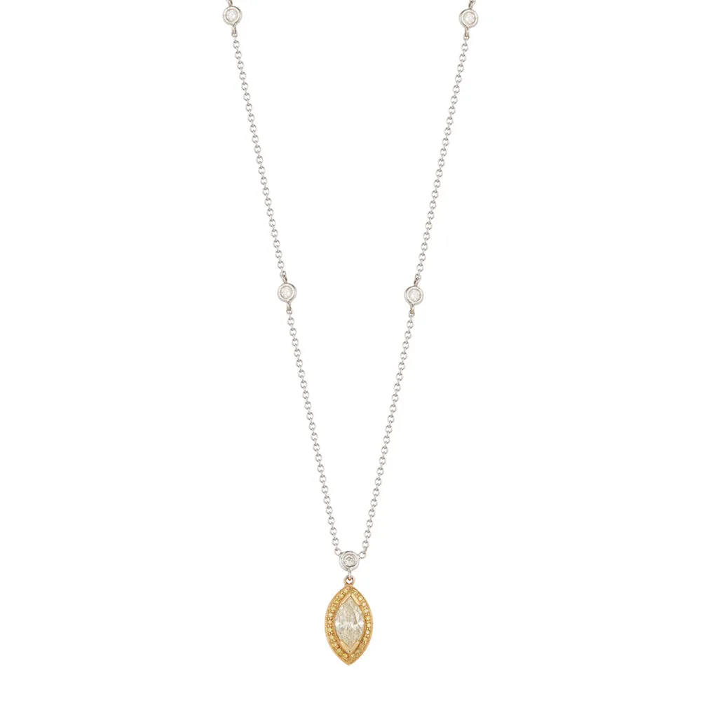 Estate 14k White Gold Marquise Diamond Pendant- 1.55ct