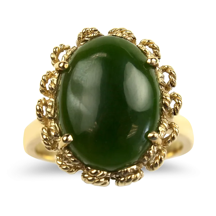 Estate 14k Yellow Gold Jade Ring