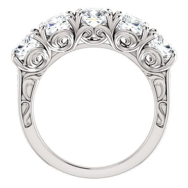 Estella Cushion Moissanite Filigree Scrolls Engagement Band