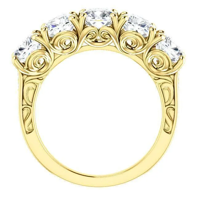 Estella Cushion Moissanite Filigree Scrolls Engagement Band