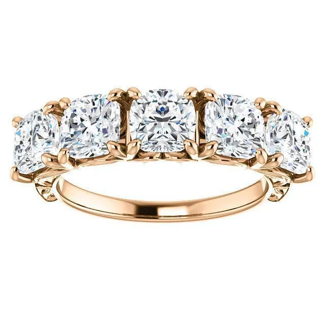 Estella Cushion Moissanite Filigree Scrolls Engagement Band