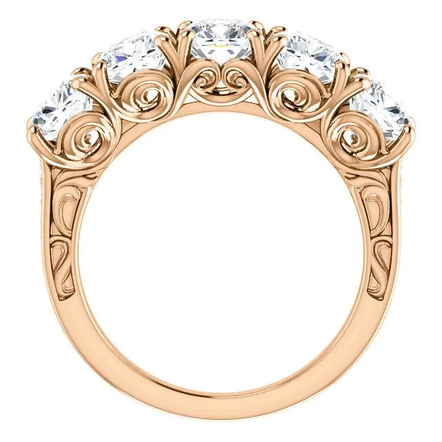 Estella Cushion Moissanite Filigree Scrolls Engagement Band