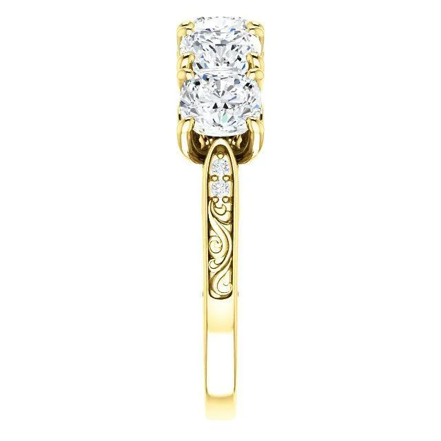 Estella Cushion Moissanite Filigree Scrolls Engagement Band