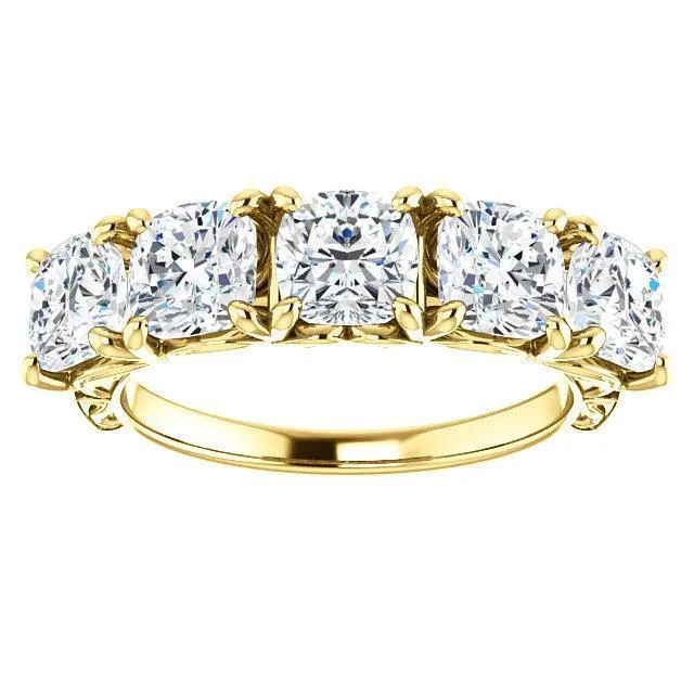 Estella Cushion Moissanite Filigree Scrolls Engagement Band