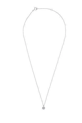 EternalDia IGI Certified 10k White Gold Round Diamond Accent Halo Frame Fashion Pendant Necklace (0.09 Cttw)