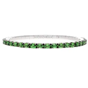 Extensible 18KW 6.80ctw Oval Shape Tsavorite Stretch Bracelet - BTE4X3TS