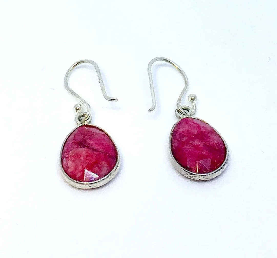 Facets Ruby Earrings