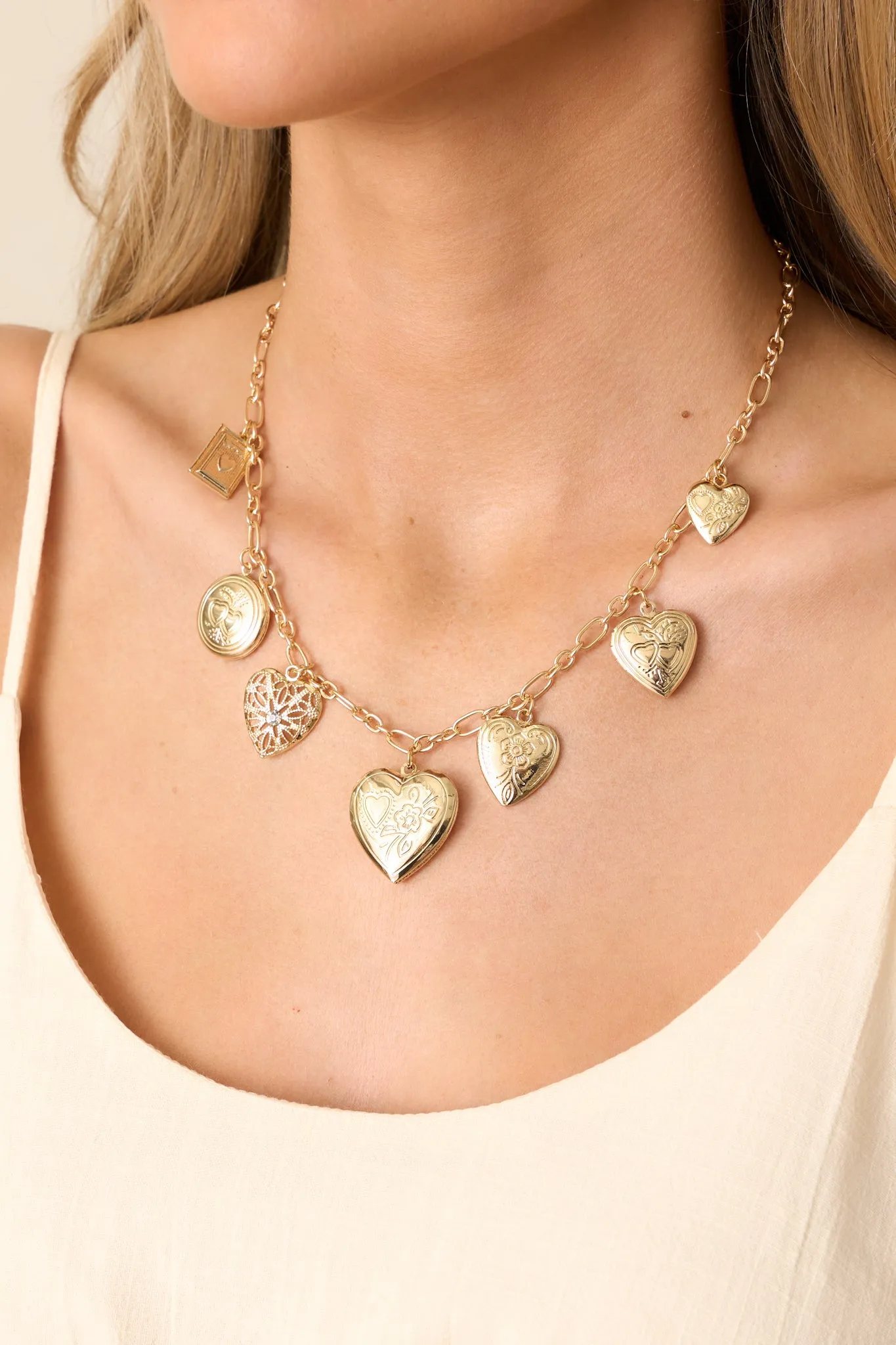 Find Your Happy Place Gold Locket Charm Necklace