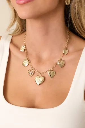 Find Your Happy Place Gold Locket Charm Necklace