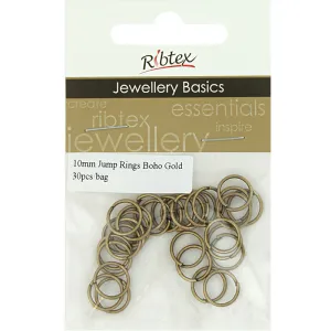 FINDINGS JUMP RINGS BOHO GOLD 10MM 30PC