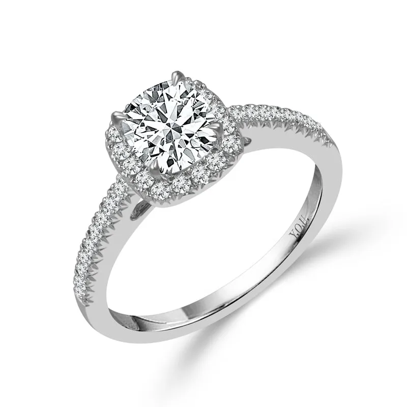 Fink's Exclusive 14K White Gold Cushion and Round Diamond Halo Engagement Ring
