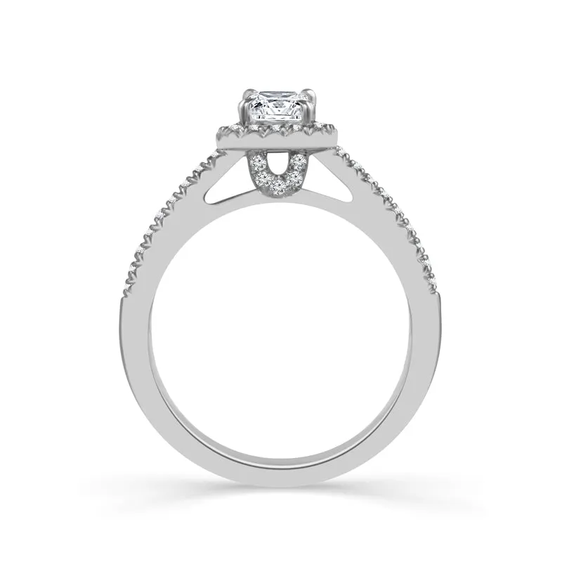 Fink's Exclusive 14K White Gold Cushion and Round Diamond Halo Engagement Ring